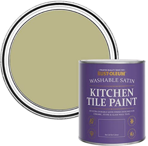 Rust-Oleum Peinture Verte Résistante à l'eau pour Faïence de Cuisine, Finition Satinée - Vert sauge 750ml