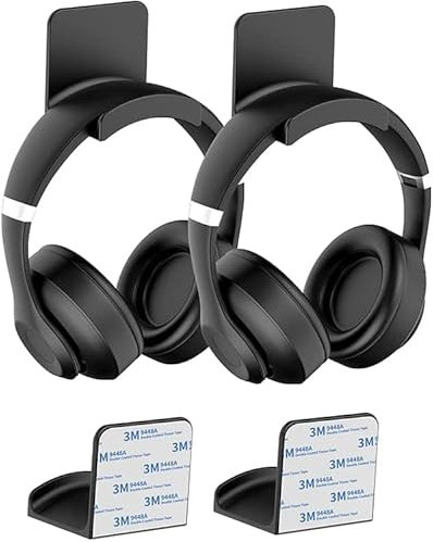 SPORTLINK Headset Halterung Halter - Universal Kopfhörer Haken Wandhalterung Ohrhörer Aufhänger mit [Starkem Klebeband] für Mehrere Geräte,Wand, Tisch, Gaming Headphones Schwarz-2 Stücke