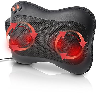 Back Neck Massager, Shiatsu Massager Cushion Pillow with Heat, Adjustable Elastic Band, 3 Speeds 2 Massage Directions Alleviate Muscle Soreness in Lower Back, Neck, Winter Gifts Use at Home Office Car