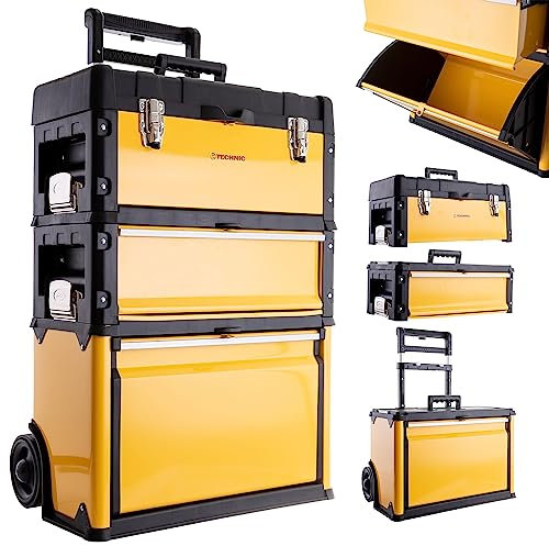 TC TECHNIC Cassetta degli attrezzi in metallo, 3 pezzi, 72 x 49 x 23 cm