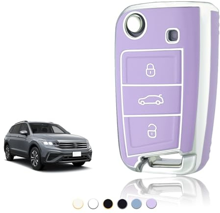 TOOMUME Schlüsselhülle, Autoschlüssel Hülle Passt für VW Volkswagen Golf 7 Mk7 Polo Jetta Tiguan Seat Leon Fabia Ibiza Skoda Fabia Octavia Superb, Schlüsselcover Schutz Schlüssel Gehäuse - Flip Key