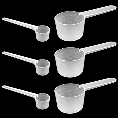 MytaYt 6 Stück Kunststoff Messlöffel Transparent Dosierlöffel Proteinpulver 10ml, 20ml, 30ml, 40 ml,Und 2g, 3g, 4g Scoop Löffel Mit Skala für Kaffee, Proteinpulver, Waschmittel, Kochen