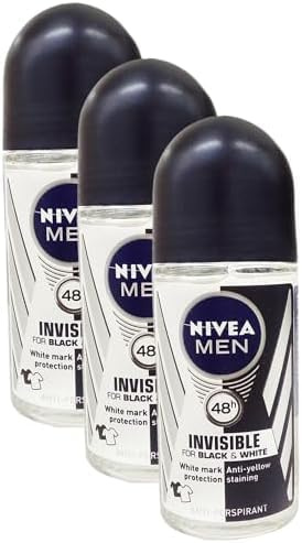 NIVEA MEN Black & White Original Anti-Perspirant Deodorant Roll-On (50mL) With Masculine Fragrance - Pack of 3