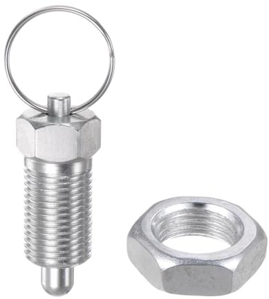 QUARKZMAN 2 Piezas Pasador de Resorte con Anillo de Extracción Rosca M16*1.5 Longitud 0.96 Pasador Diámetro 8Mm Cabeza Redonda Acero al Carbono Retráctil Sin Bloqueo
