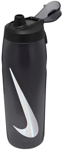 Nike Refuel Bottle Locking Lid 32 oz 946 ml Drinking Bottle Sports Bottle Training Fitness Leak-Proof Anthracite/Black/Silver Iridescent