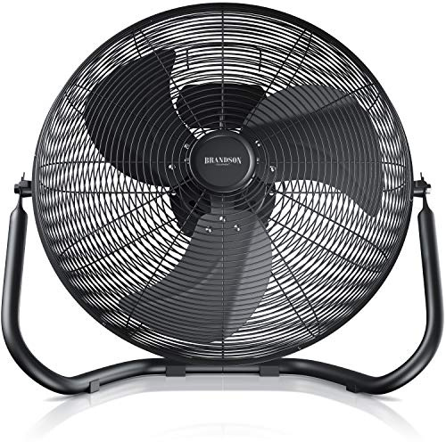 Brandson - Macchina del Vento - L’Originale Ventilatore da Pavimento - Diametro 57 cm - 3 Velocitá - 200W di Potenza Max - Molto Potente – Tutto in Metallo Total Black - Nero Opaco