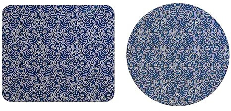 EHOMERY Mauspad Vernähte Kanten Mousepad Individuell Gestalten Retro-Muster Mauspad Gaming Groß Mousepad Orientteppich - 2 Pack [20x24 cm and Dia 20 cm]