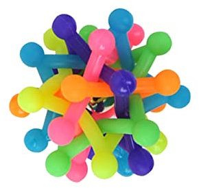 CIYODO 2 Stück Kauspielzeug Für Hunde Aus Hochelastischem Gummi Hohler Regenbogen Massageball Mit Glockengeräusch Reinigungsspielzeug Gegen Zerstörungsdrang Spielerisches Lernspiel Für Kleine Hunde