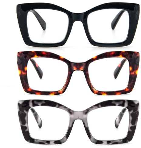 KoKoBin Oprah Lunettes de lecture carrées surdimensionnées pour femmes avec charnières à ressort pour ordinateurs