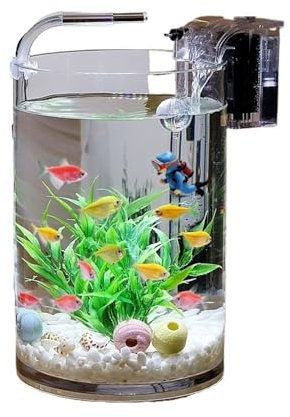 Aquarium Glas Fisch Aquarium Wohnzimmer Büro Desktop Kleine Zylindrische Transparent Goldfisch Fisch Aquarium Fischglas(30x25cm)