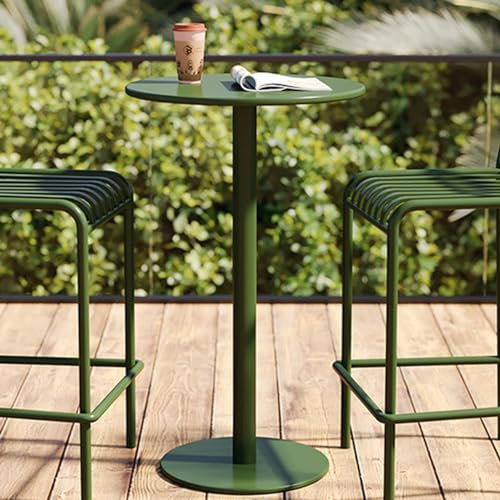 Barra da banco in metallo verde per esterni, con piano in ferro, altezza per giardino, cortile, balcone, cucina, piccola sala da pranzo, mobili per il tempo libero (dimensioni: 60 x 60 x 105 cm)
