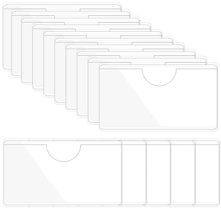 PATIKIL 1.8X3 Bolsillo Autoadhesivo para Tarjetas de Índice con Apertura Superior, 15 Pcs de Soportes de Plástico para Etiquetas para Proteger Tarjetas de Visita, Transparente