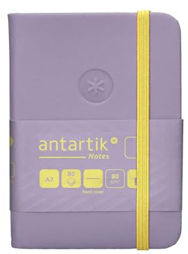 Antartik Notizheft mit Gummiband, fester Einband, A7, glatte Blätter, Violett und Gelb, 80 Blatt, 80 g, FSC