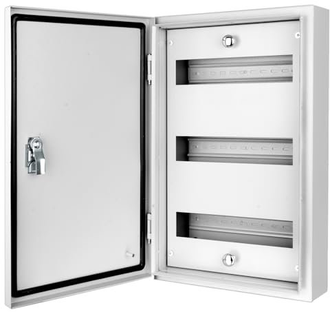 CHENGPI Quadro Elettrico da Parete, 3 File, 36 Moduli, IP40 - Scatola di Distribuzione Scatola Portafusibili, Armadio di Distribuzione Alloggiamento con Porta per Installazione In Ambienti Asciutti