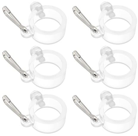 Create idea 6Pcs Rotating Flapole Rings ID 26mm Flag Pole Rings Mounting Clip with Fixed Hook Suitable for Flagpoles with a Diameter of 3/4inch - 1inch, Transparent