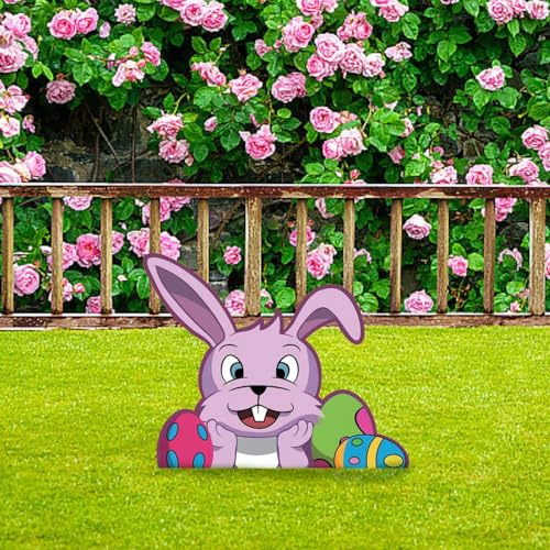 Garten Deko Ostern Gartendeko Osterdeko für Draußen, Outdoor Frühlingsdeko Gartendeko Osterhase Ostereier Osterschild, Gartenschilder Frühlingshafte Außendekoration Gartenstecker (B #2, One Size)