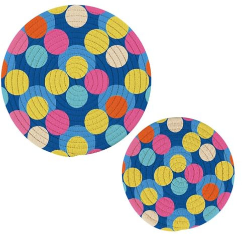 Presina rotonda a pois blu pesca alla moda 2 pezzi presina presina in cotone resistente al calore per padelle da cucina