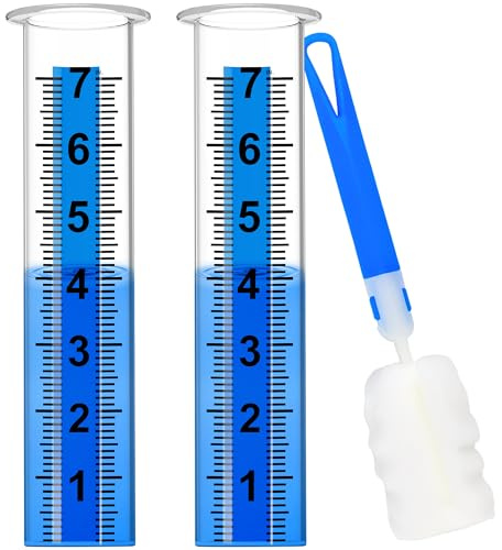 Pluviomètre d'extérieur de rechange, jauge de pluie en plastique, capacité de 17,8 cm, grande jauge pour cour, jardin, clôture, pelouse, ferme, 2 tubes avec 1 brosse de nettoyage