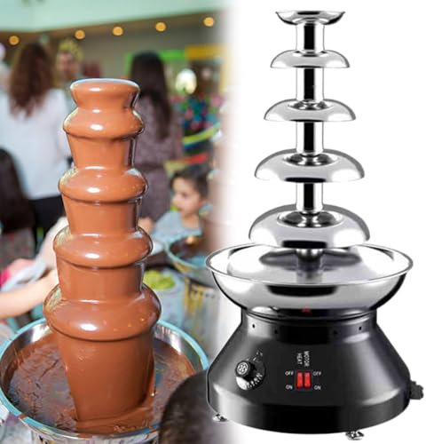 GESAIDES Fontaine à Chocolat électrique en Acier Inoxydable, pour Chocolat, Bonbons, Beurre, Fromage,5tiers-Black