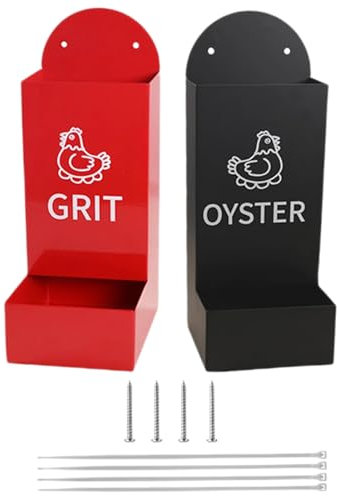 Oyster Shell Feeder,2piece Chicken Grit Holder | Heavy-Duty Semi-Closed Dispenser Spill-Proof Container Weatherproof Bowl Accessories for Hens Livestock Poultry