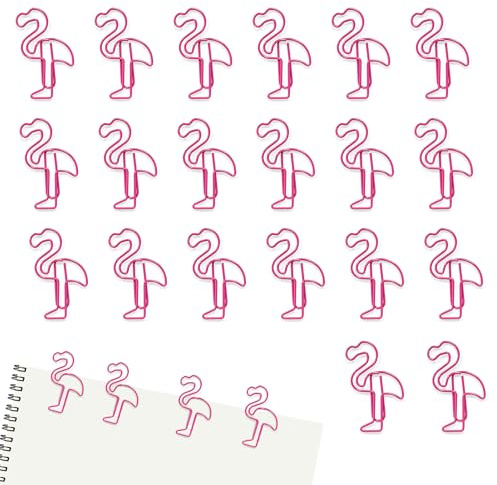 Rosa Büroklammern Flamingo Design – 20 Stück Niedliche Büroklammern Flamingo Form – Kreative Niedliche Büroklammer Tierform, Geeignet für Büro Zubehör, Schule, Büroorganisation und Basteln