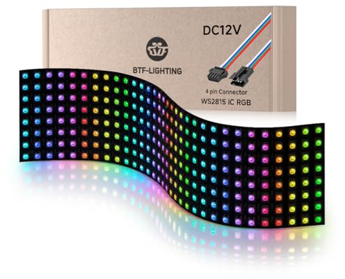 BTF-LIGHTING WS2815 RGB LED Matrix Panel 8x32 256 Pixels Dual Signal DC12V | Individuell Adressierbar RGB Programmierbar Flexible PCB Für SP801E SP803E SP805E SP107E K-1000C etc Controller Bilder Videos