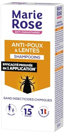 MARIE ROSE – Shampoing Anti-Poux & Lentes Efficace, Soin Doux pour Cheveux Propres (125 mL) - Le Lot De 3