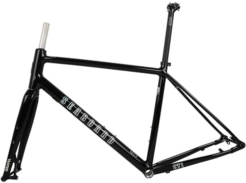 HZXQCVB 700C Gravel Rennrad-Rahmenset 44/47/50/53cm Scheibenbremse Steckachse 100/142mm Rahmen Fahrradrahmen Aus Aluminiumlegierung Mit Gabel BSA BB68mm(Black,500mm)
