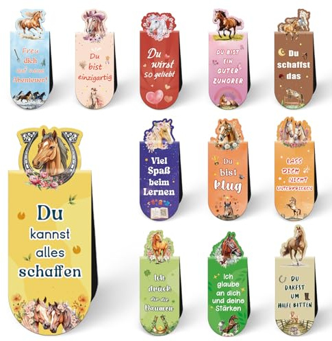 Lesezeichen Kinder Pferde, Mitgebsel Kindergeburtstag Gastgeschenke 5 6 7 8 9 10 Jahre, Magnetische Lesezeichen Kinder, Pferde Mädchen Junge Geschenk