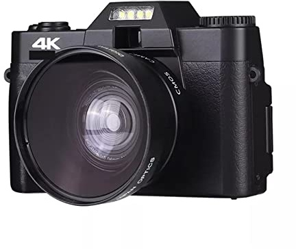 Cámara Digital de 48MP 3quot;Flip Screen Selfie Videocámara 4K Web CAM Vintage Vlog Video Recorder Streaming Videocámara Regalo para Principiantes(No TF Card,with Lens)
