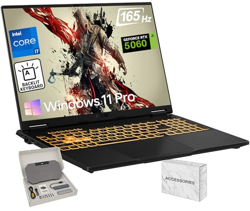 ASUS TUF F16 Gaming Laptop, NVIDIA GeForce RTX 5060, 14 Gen Intel 16-Core i7-14650HX, 16 FHD+ 165Hz Anti-Glare Display, Backlit Keyboard, 64GB DDR5 RAM, 4TB SSD, Win 11 Pro, WiFi 6E, w/Accessories