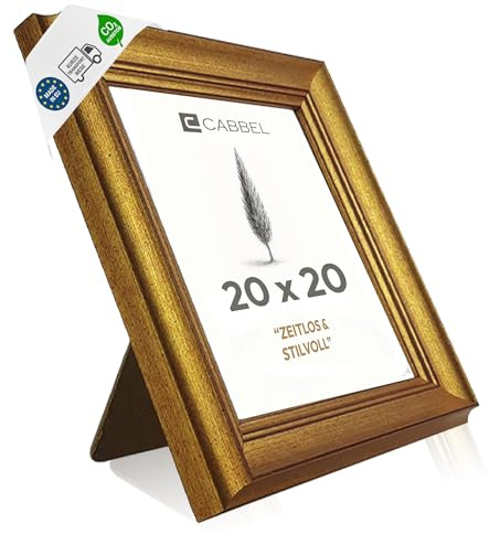 CABBEL Vintage Bilderrahmen Gold 20x20 cm AVI – Barock Antik Fotorahmen quadratisch, dekorativ verziert mit Ornament-Dekor, klassischer Rahmen für Fotos & Poster, edle Wanddeko für Wohnzimmer & Büro