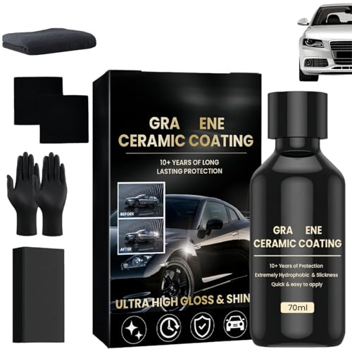Car Polish Ceramic Coating Kit, Hydrophobic Gra/phene Ceramic Coating Car Spray for Long-Lasting Paint Protection & Restoration, Anti Scratch Ceramic Car Polish with Sponge/Towel/Gloves/Coated Cloth