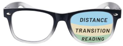 Multifocal Reading Glasses with Progressive Lenses +1.3 to +3.25, Distance Intermediate & Close Vision, Unisex Black Frame, Anti-Fatigue Sprung Arms, All-Day Comfort
