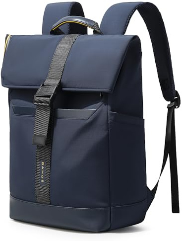 Mochila para portátil BG Roll Top, repelente al agua, ligera, 39,6 cm (15,6 pulgadas), mochila para el día a día, el trabajo, los negocios, la universidad y los viajes azul