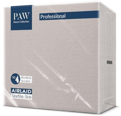 PAW Stoffähnliche Servietten 40 x 40 cm, 50 Stück - Stoffdesign Braun | Das Airlaid-Material ist reißfest und saugstark, für Hochzeit, Kommunion, Taufe und Geburtstag, auch im HoReCa-Einsatz