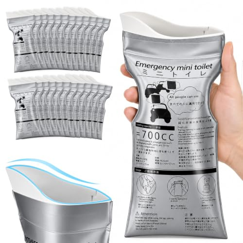24pcs 700CC Sac Urine Portable Sac Urinoir Sac de Pipi d'urgence | sac Toilette Voiture avec Gel Absorbant Anti-Fuite Pour Camping Voyage Homme Femme Adulte
