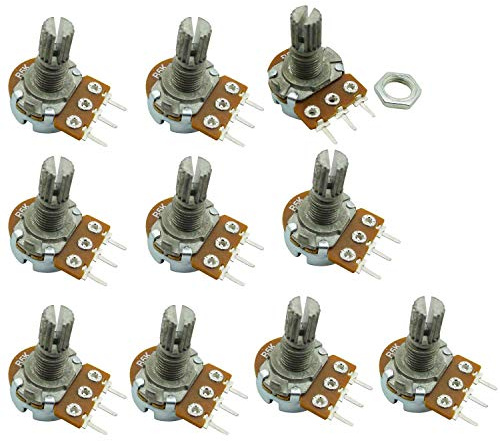 Aihasd 10PCS B5K 5K Ohm Adjustment Single Linear Rotary Taper Potentiometer Shaft 15mm