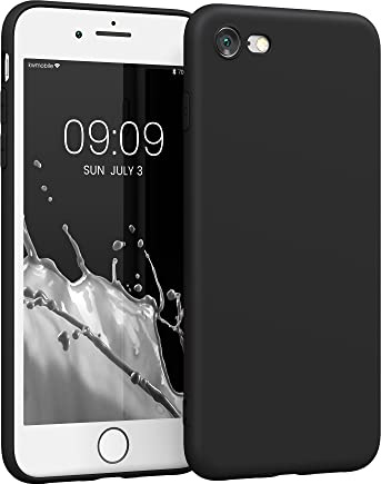 kwmobile Handyhülle für Apple iPhone SE (2022) / SE (2020) / 8/7 Hülle - weiches Handy Silikon Case - Schutzhülle Cover - Schwarz matt