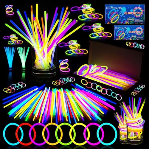 Trimming Shop Lot de 200 Bâtons Lumineux avec Connecteurs, Bracelet Fluorescent Lumineux Tube Soirée pour Enfants et Adultes, Décoration de Nouvel an, Halloween & Noël Accessoires Fluo Soirée