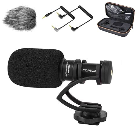 COMICA Camera Microphone, CVM-VM10II Video Shotgun Microphone with Shock Mount and Wind Muff, Camcorder Recording Mic for Canon/Nikon/Sony/Panasonic DSLR Camera and Smartphone for YouTube/Vlog(Black)