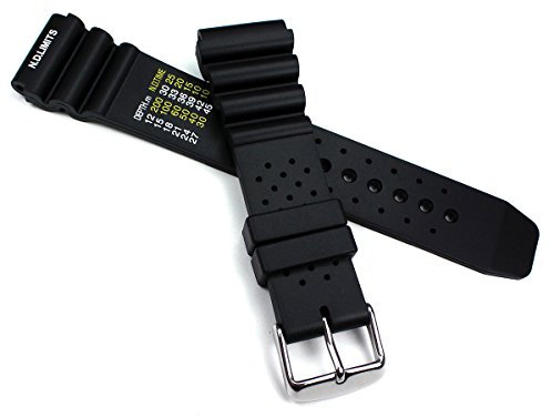 Sulla Professionelles KAUTSCHUK SILIKON ARMBAND TAUCHER DIVER 18 mm, 20 mm, 22 mm, 24 mm Blau Schwarz Dornschließe (schwarz, 20 mm)