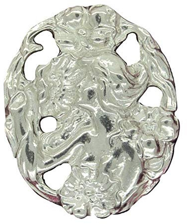 Broche Art Nouveau, Broche Femme avec Fleurs, Faite Main, en Etain, Fabrication Francaise, Made in France, par Les Etains de Jumilhac