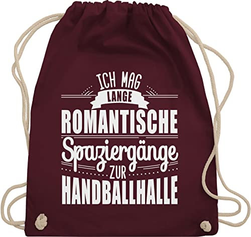 Turnbeutel Rucksack - Handball EM 2026 Trikot Ersatz - Ich mag lange romantische Spaziergänge zur Handballhalle - Unisize - Bordeauxrot - handballbeutel handballer stoffrucksack beutel hanball