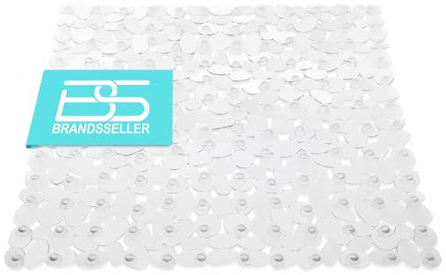 Brandsseller Tappetino per vasca da bagno o per doccia effetto pietra,Vinile, trasparente grigio, Dusche: ca. 53x53 cm