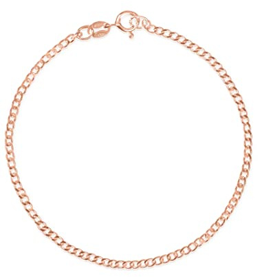 modabilé Armband Damen Rosegold Vergoldet Armkette aus 925er Sterling Silber (18cm 1,85mm breit) Silberarmband Panzerkette 925 ohne Anhänger