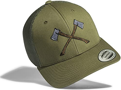 Casquette: Hache - Flexfit Classic Snapback Basecap avec Broderie - Bonnet Képi Cap Toque Cadeau - Outdoor Bûcheron - Forestier Chasse Chasseur Charpentier (One Size)