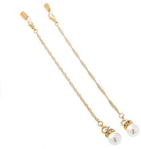 YUNHOME Sonnenbrillenkette Brillenkette Brillenband Brillenschnur Dekorative Gläser Flügel Brille Hängende Kette Perlenkette Multifunktions-Doppelte Schnalle Kette Mode Sonnenbrille Kette-Golden