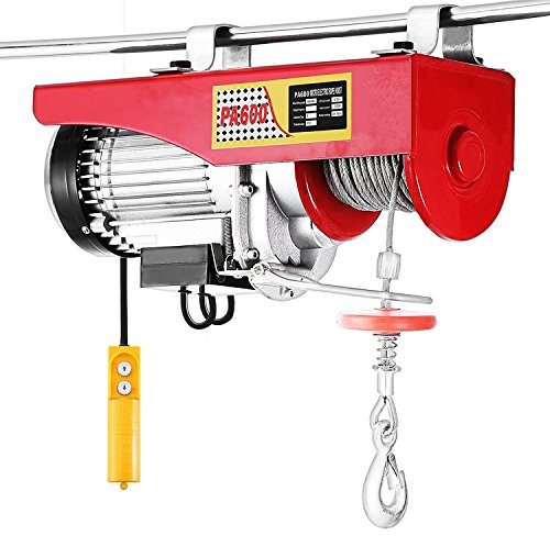 Elektronischer Seilzug 200kg Seilhebezug mit Drahtseil und Sicherheitshaken, Seilwinde Elektrisch, Mechanische Traktion für Werkstatt & Garage, Hubhöhe 6-12M (200kg/510W)