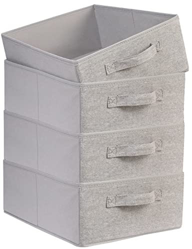 OVAKIA Faltbar Aufbewahrungsboxen Stoff, Schrank Schubladen Organizer Ordnungssystem für Garderobe Kleidung Unterwäsche usw, 4er Set, Grau
